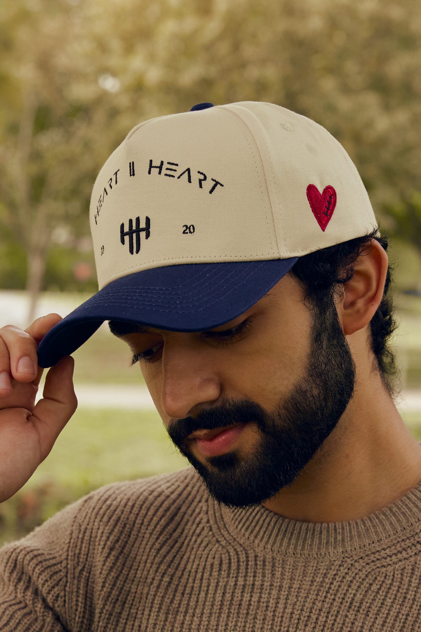 "HEART ll HEART” Classic Snapback - Navy & Cream