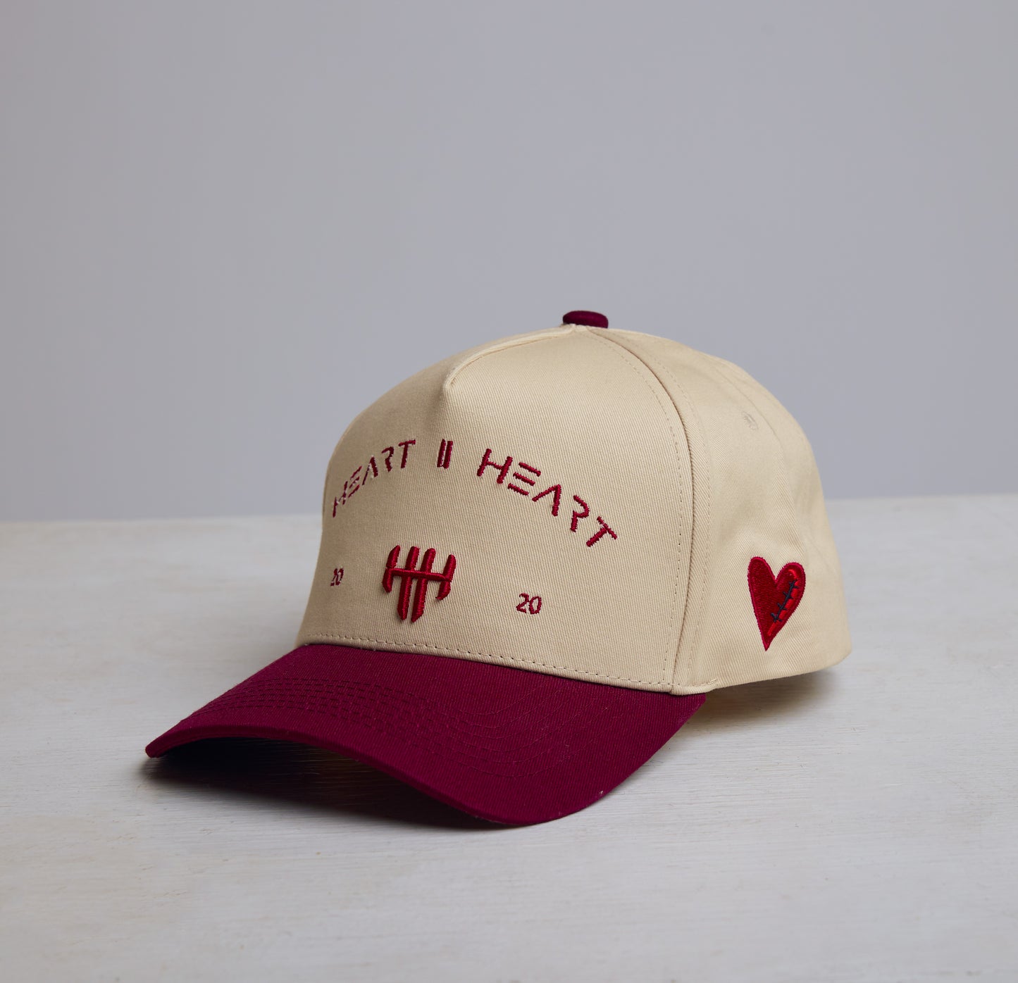 "HEART ll HEART” Classic Snapback - Crimson & Cream