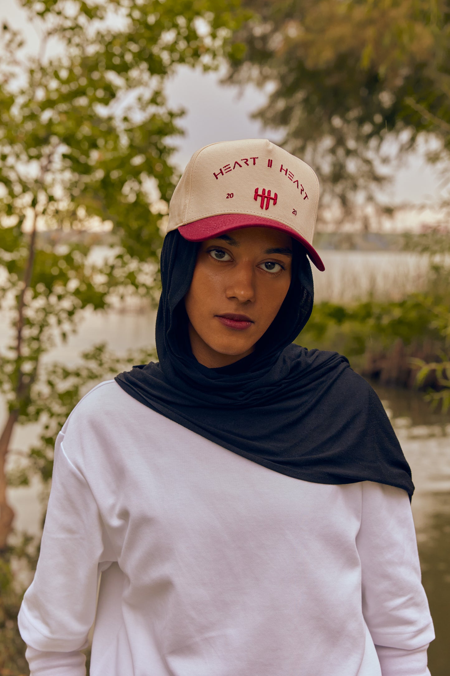 "HEART ll HEART” Classic Snapback - Crimson & Cream