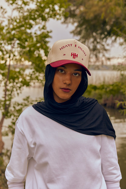 "HEART ll HEART” Classic Snapback - Crimson & Cream