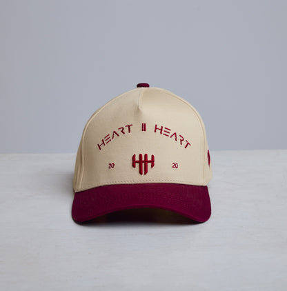 "HEART ll HEART” Classic Snapback - Crimson & Cream