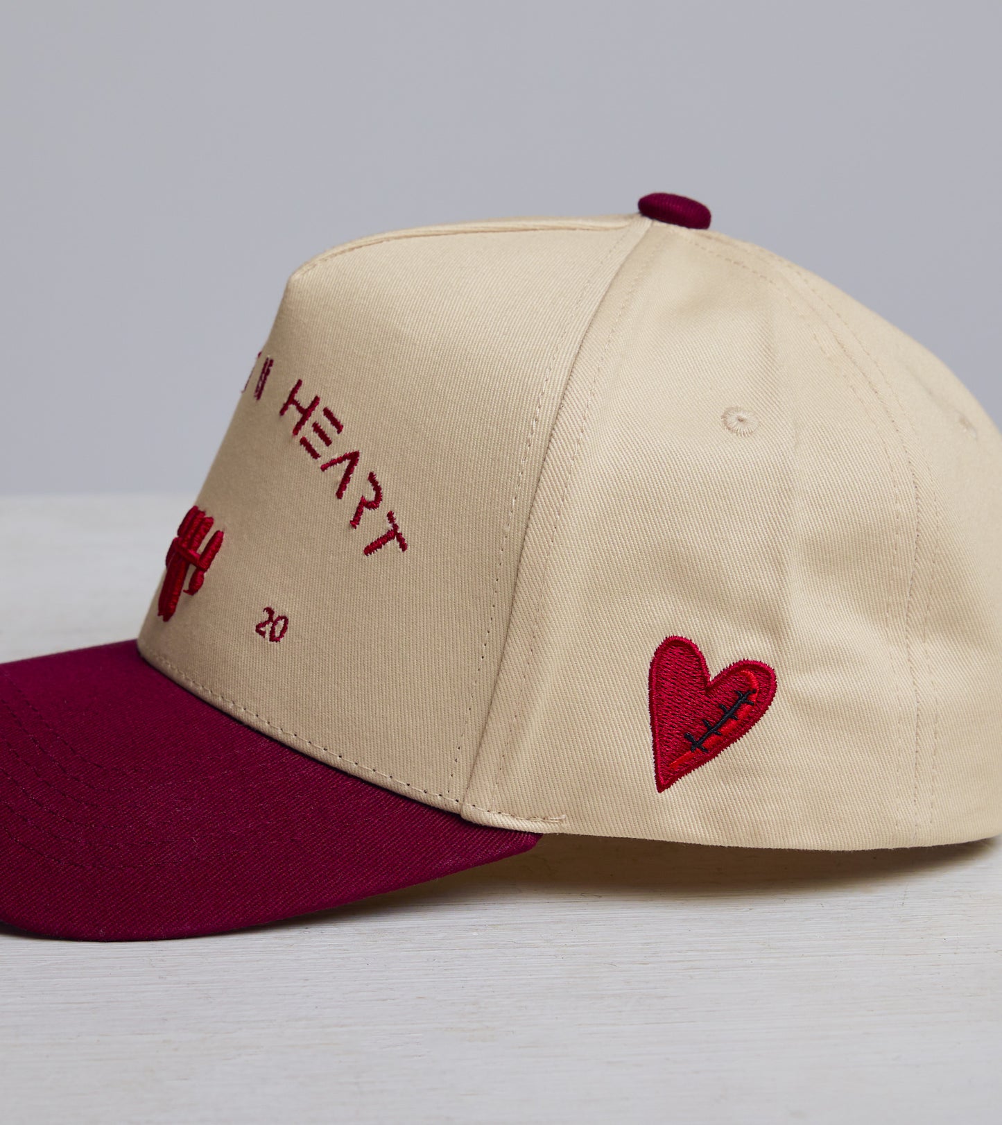 "HEART ll HEART” Classic Snapback - Crimson & Cream
