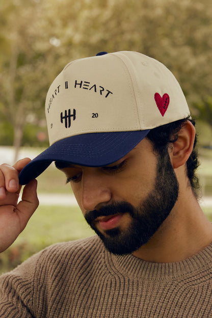"HEART ll HEART” Classic Snapback - Navy & Cream